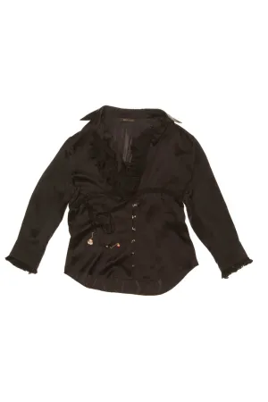 Roberto Cavalli - Black Satin Blouse with Ruffles - IT 40