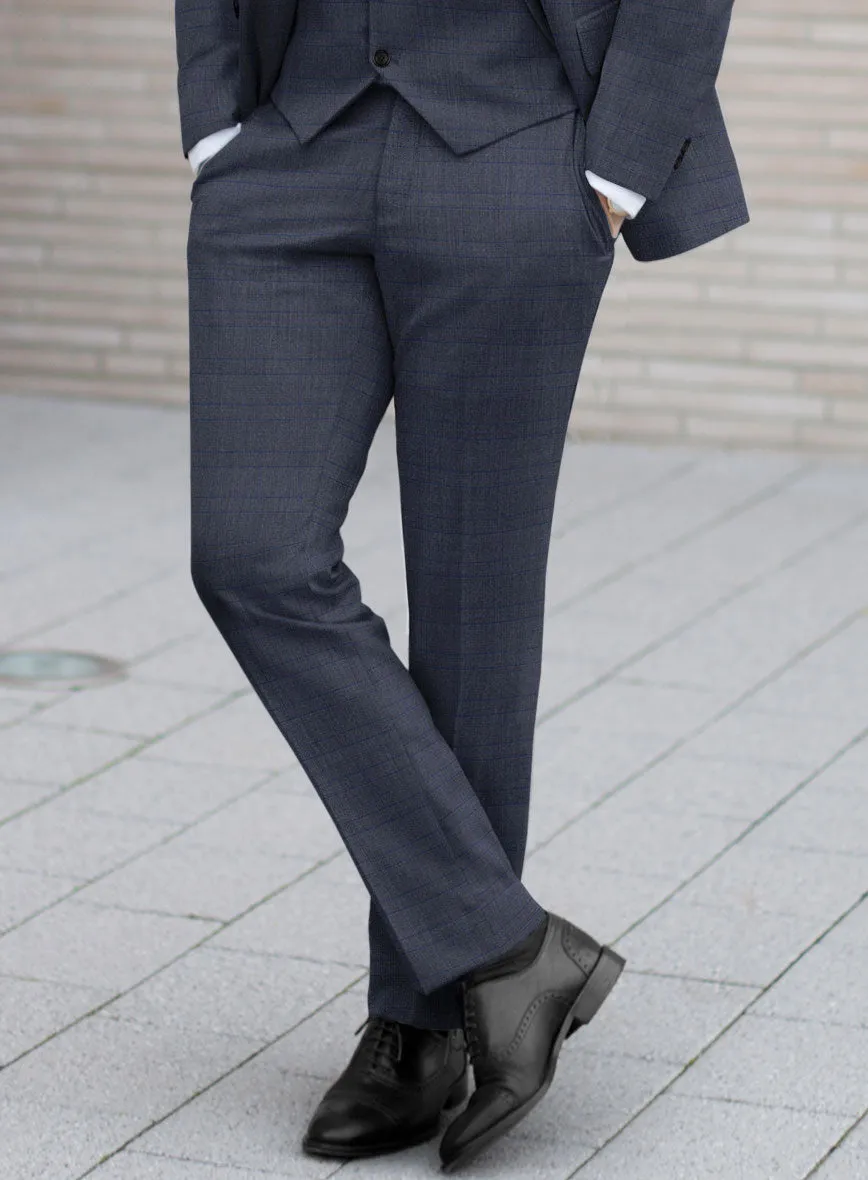 Scabal Londoner Olfoda Checks Blue Wool Pants