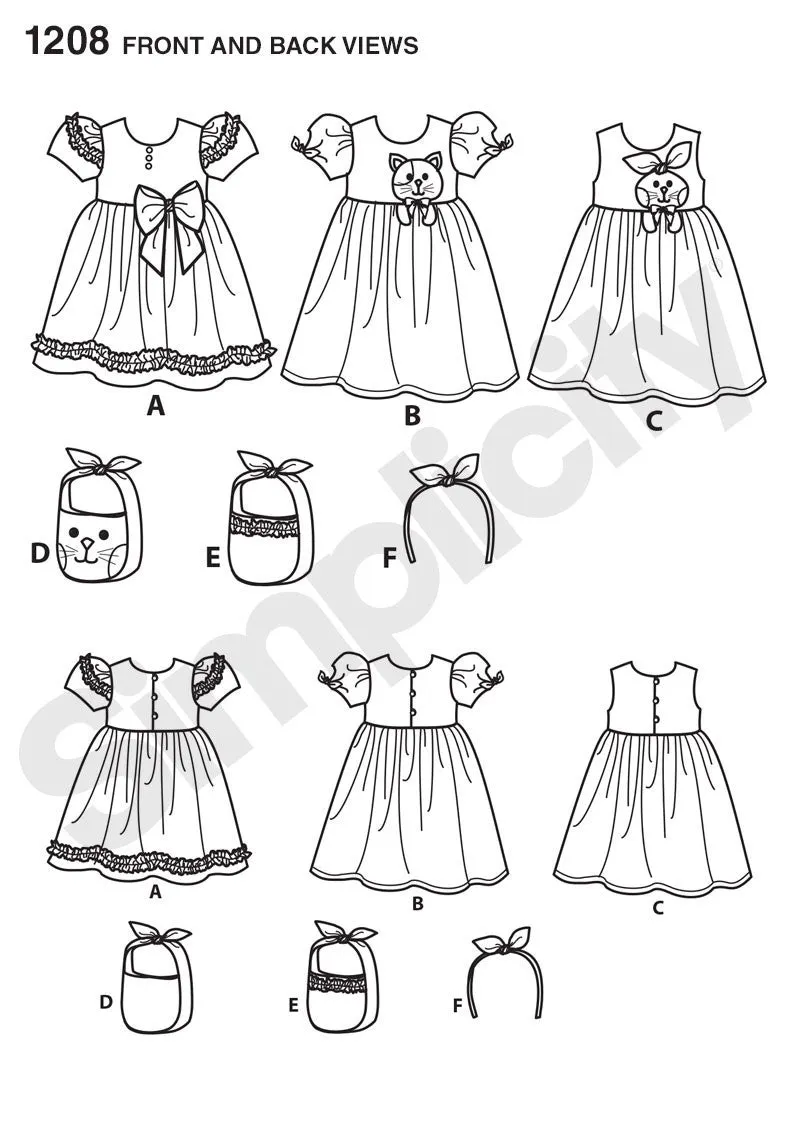 Simplicity Pattern S1208 Girls' Dresses & Headbands