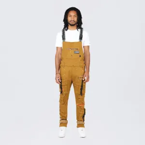 Slim Tapered Utility Twill Overalls - Wheat