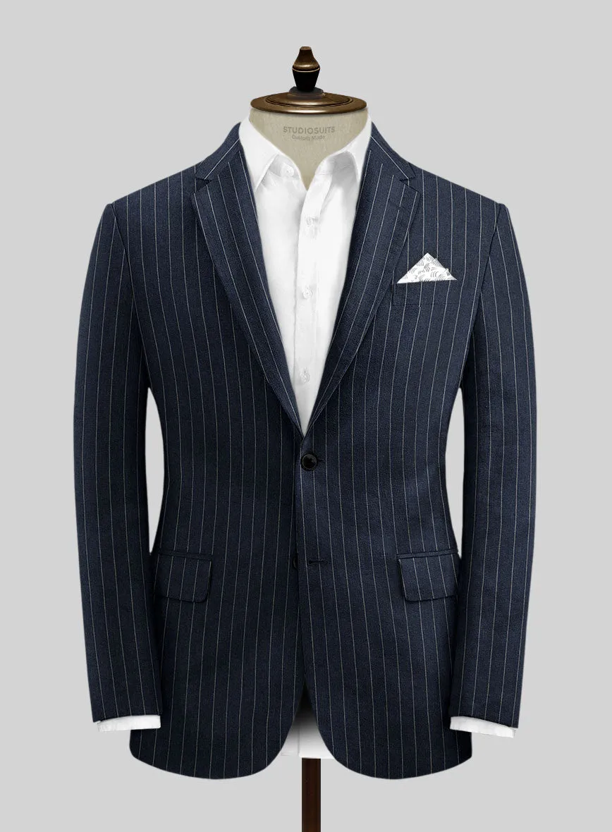 Solbiati Dark Blue Stripe Linen Jacket