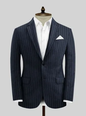 Solbiati Dark Blue Stripe Linen Jacket