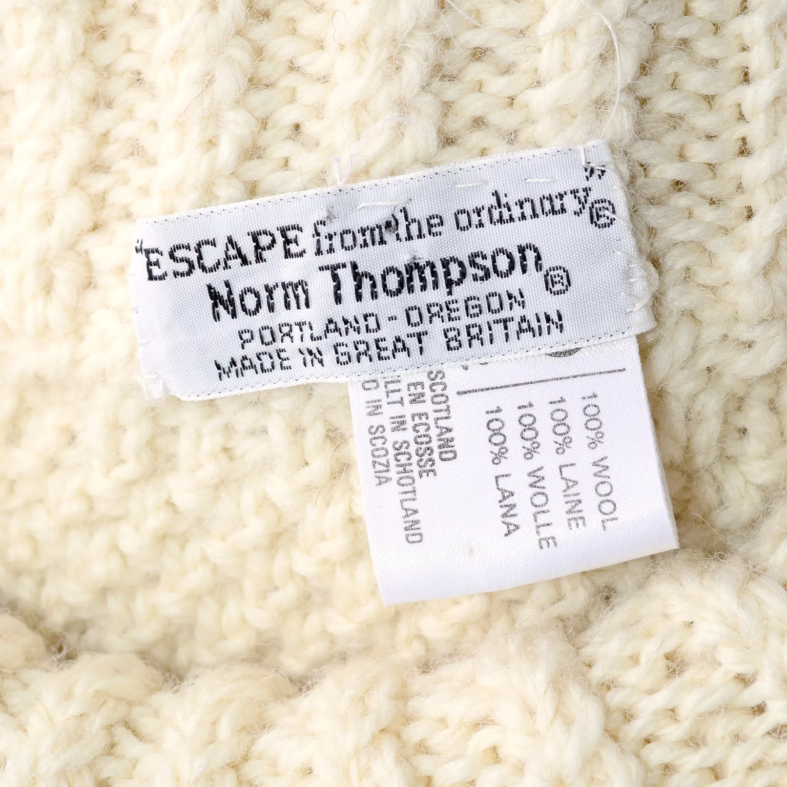 Vintage Norm Thompson Wool Fisherman's Sweater