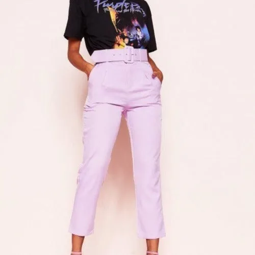 Voila Belted eyelet pegged High Waist Trousers