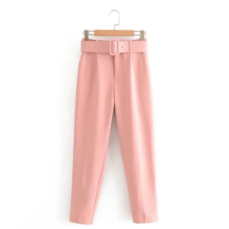 Voila Belted eyelet pegged High Waist Trousers