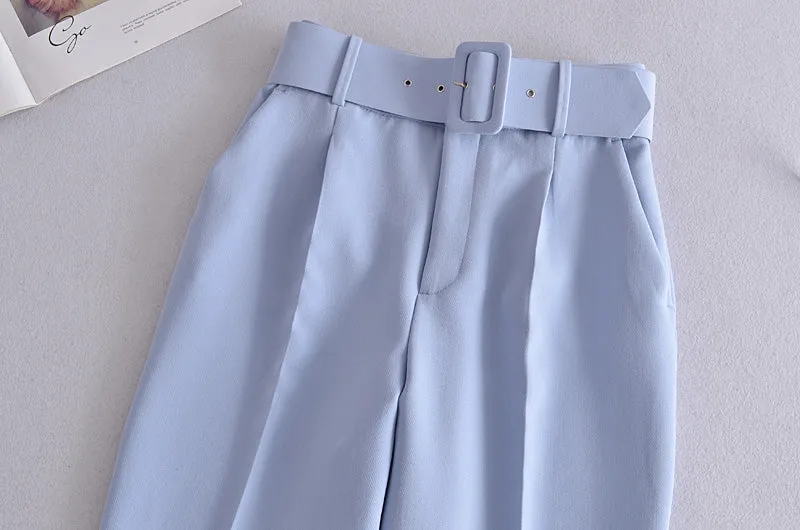 Voila Belted eyelet pegged High Waist Trousers