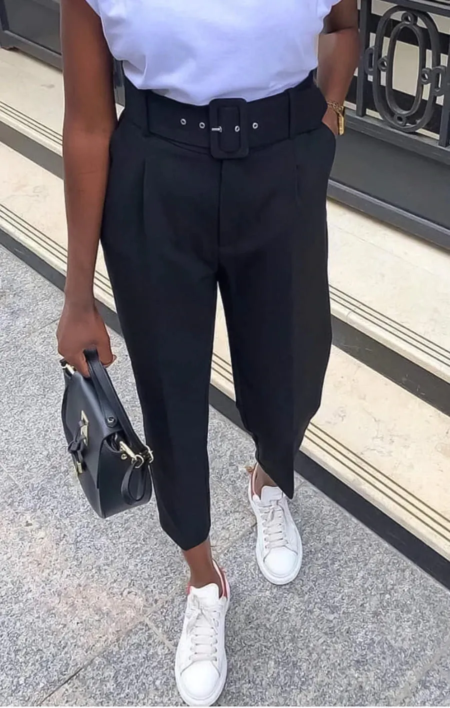 Voila Belted eyelet pegged High Waist Trousers