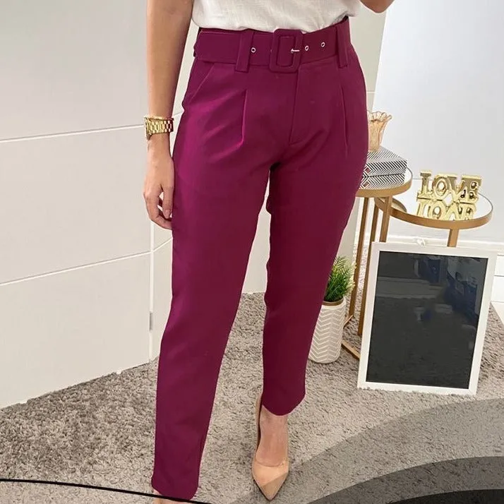 Voila Belted eyelet pegged High Waist Trousers