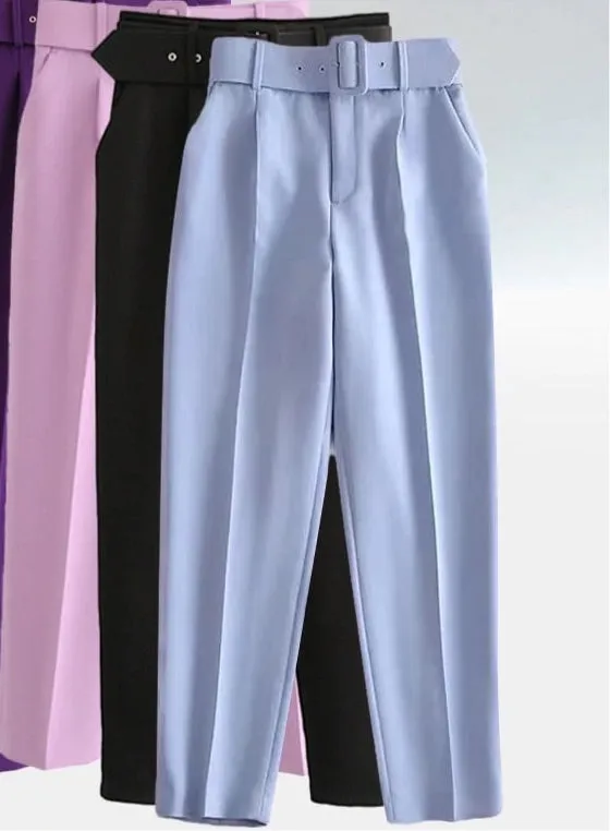 Voila Belted eyelet pegged High Waist Trousers