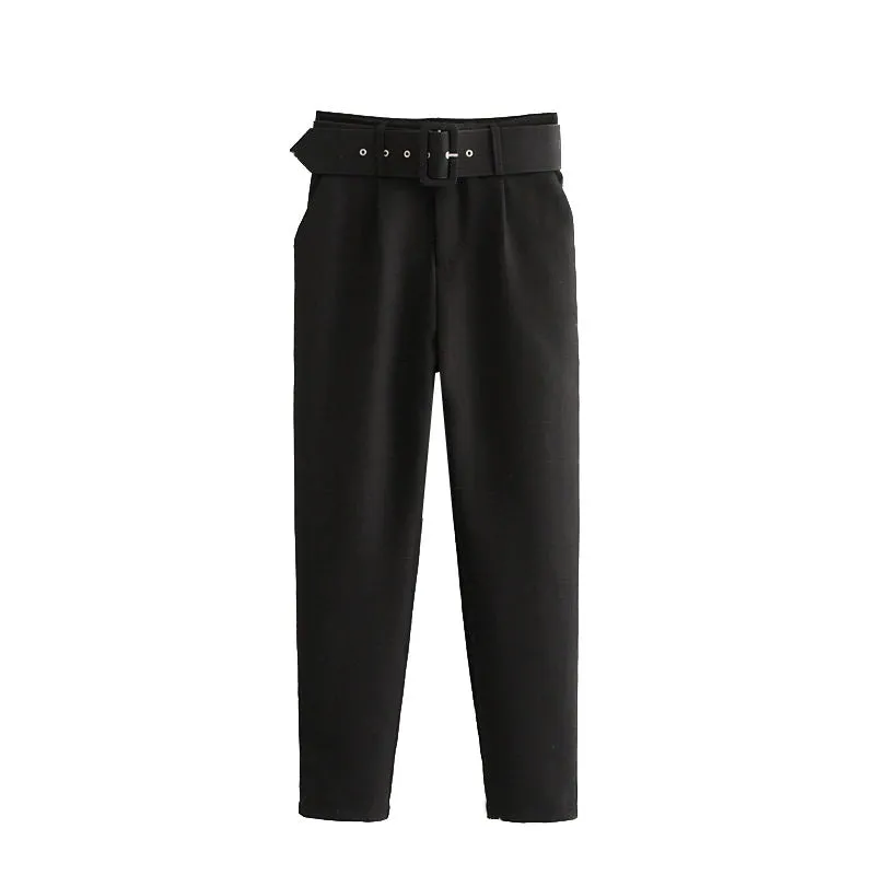 Voila Belted eyelet pegged High Waist Trousers