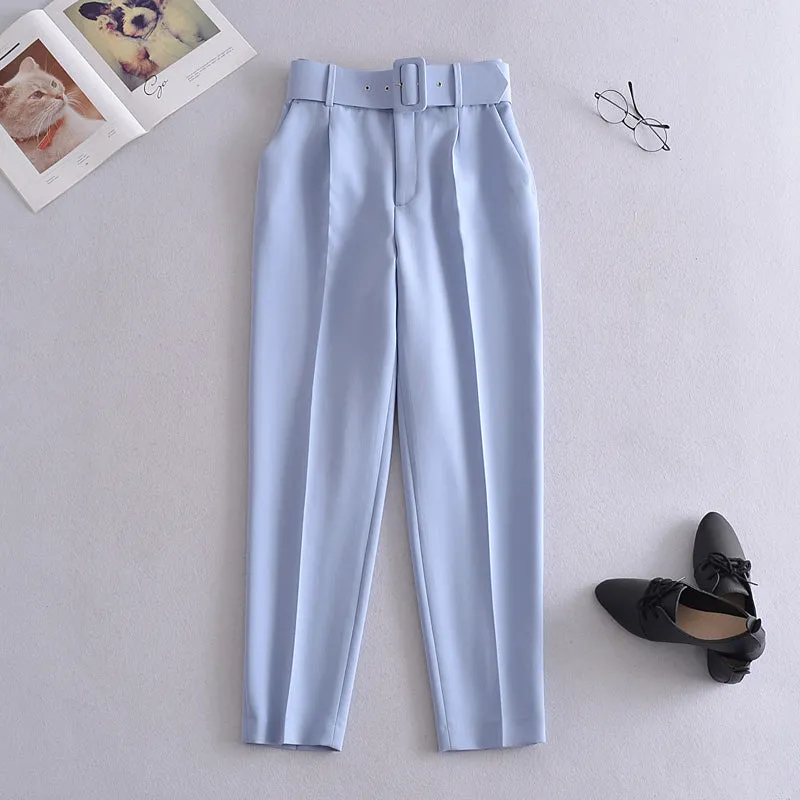Voila Belted eyelet pegged High Waist Trousers