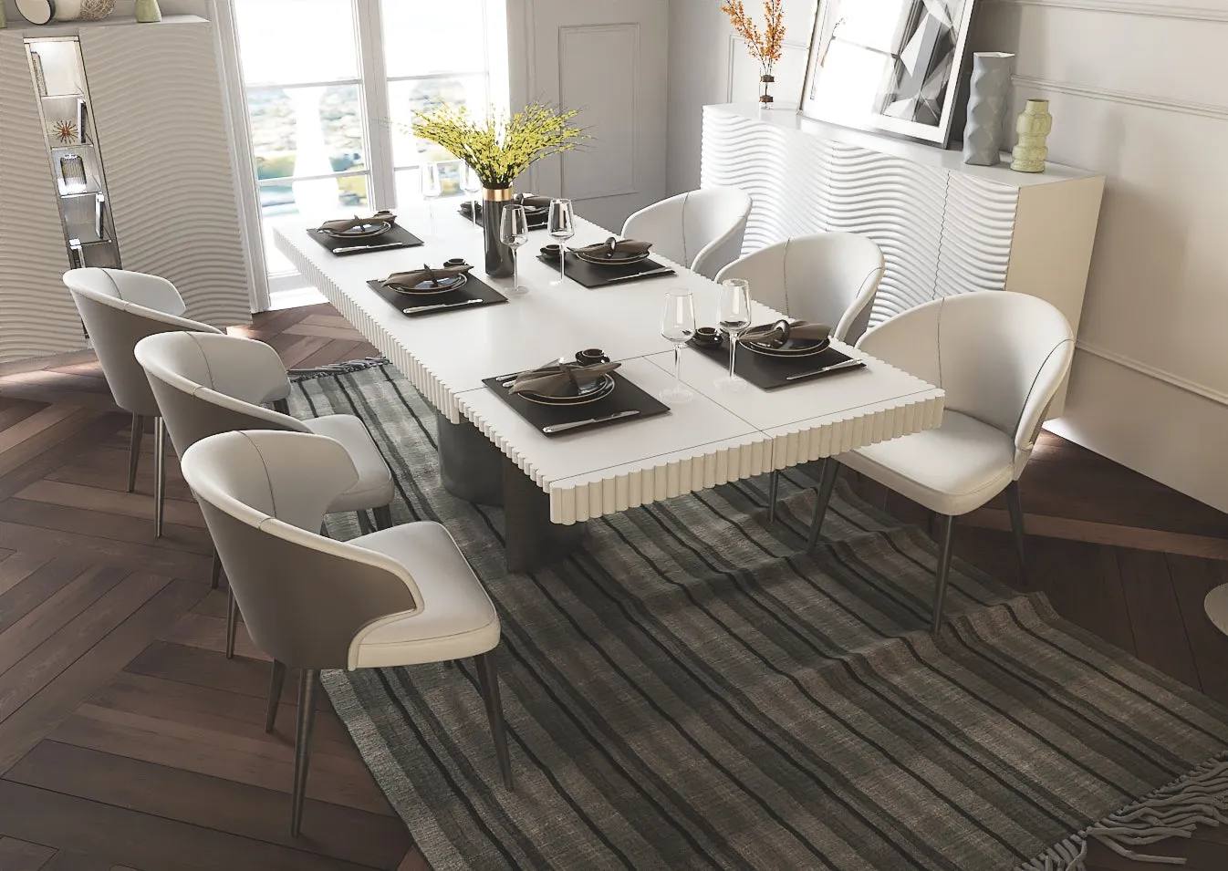 Wave Dining White Set