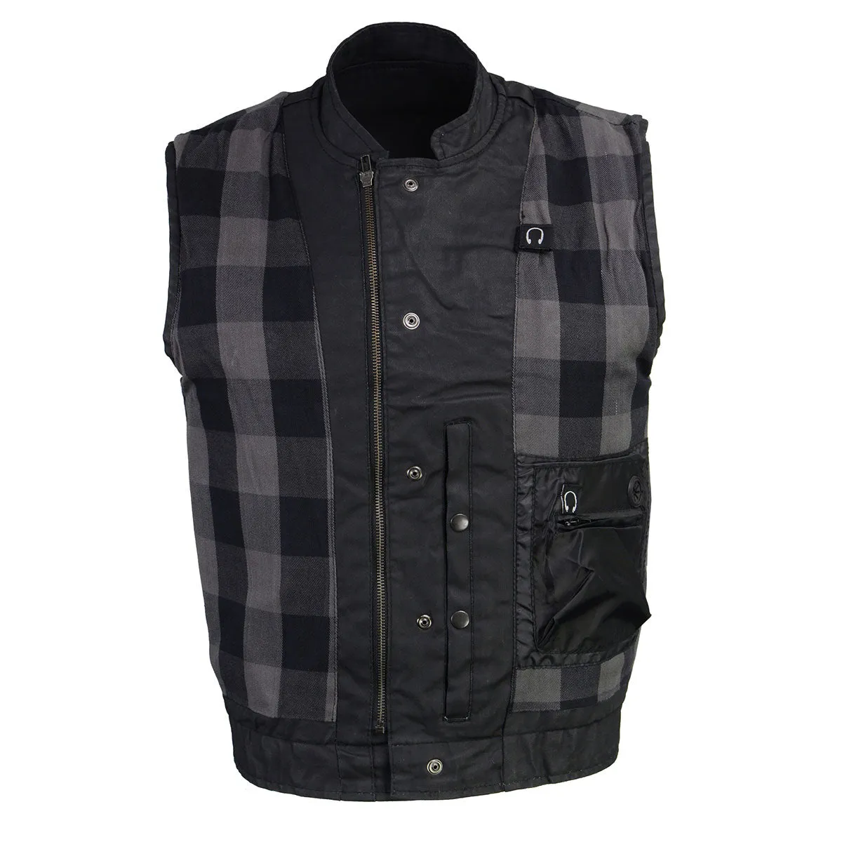 WAX MDM3025 Mens Black Waxy Coated Denim Club Style Vest