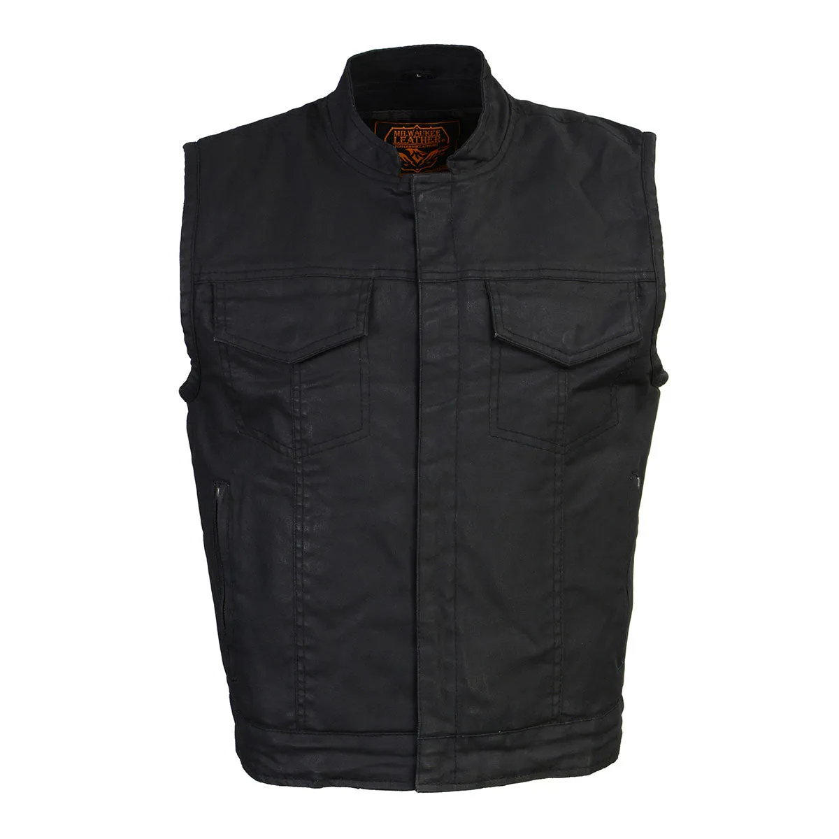WAX MDM3025 Mens Black Waxy Coated Denim Club Style Vest