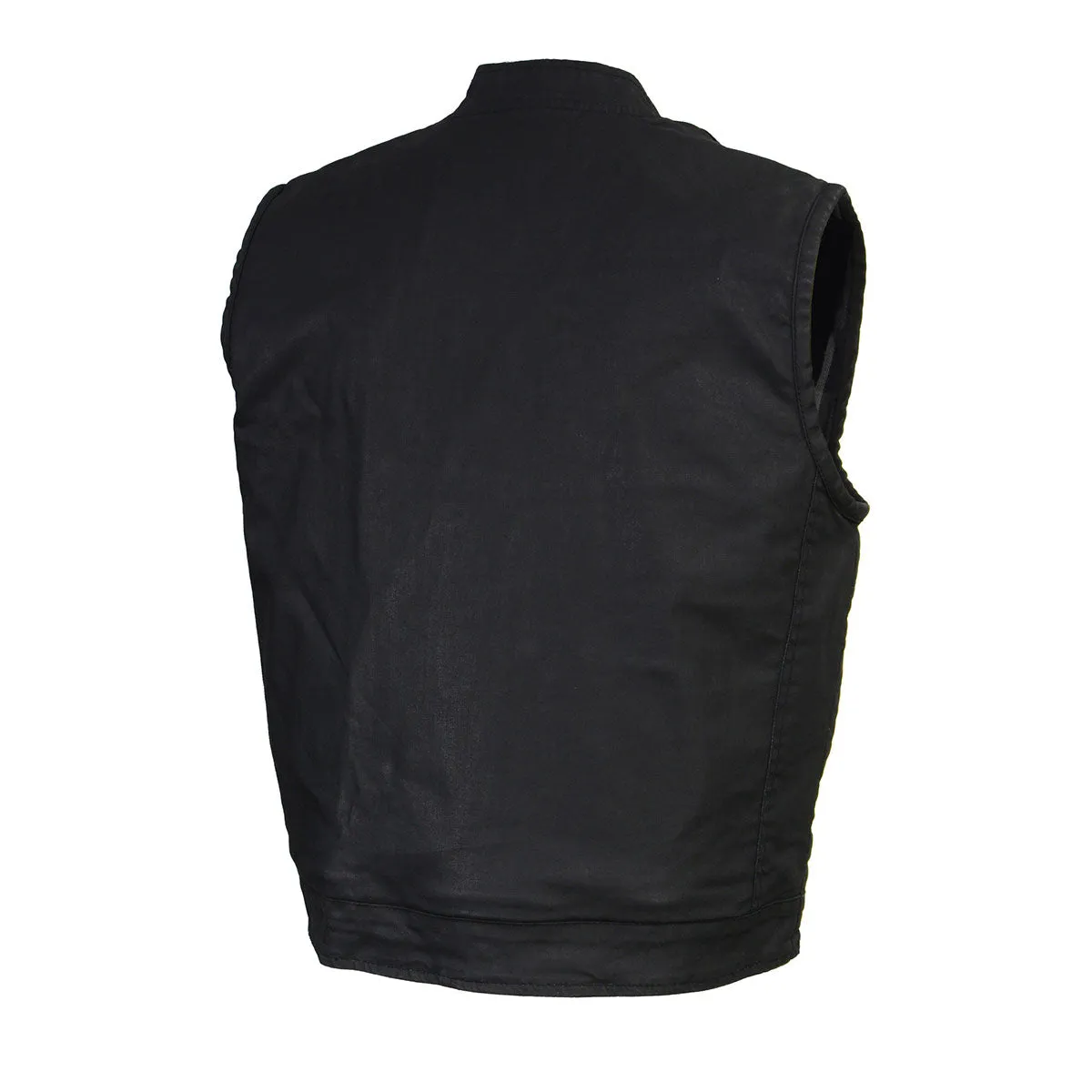 WAX MDM3025 Mens Black Waxy Coated Denim Club Style Vest