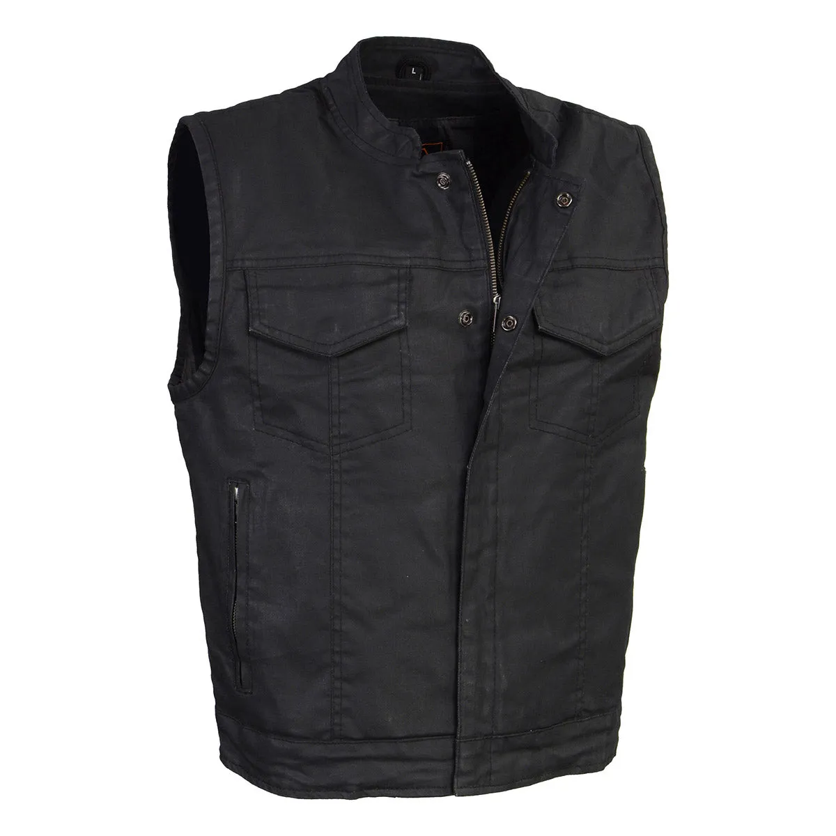 WAX MDM3025 Mens Black Waxy Coated Denim Club Style Vest