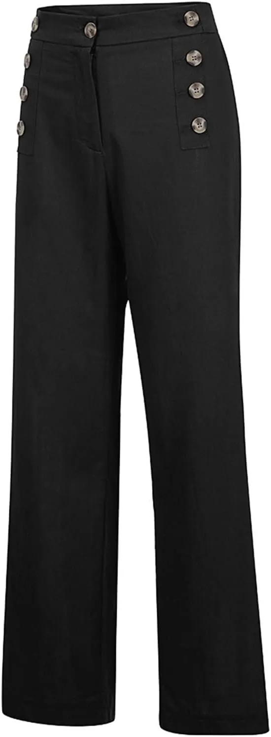 Womens Capri Pants Cotton Linen Cropped Trousers Summer Wide Leg Drawstring High Waist Palazzo Pants with Pockets