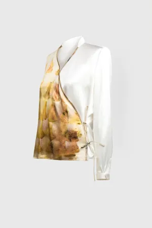 Wrap Shirt - Orange Gold Natural Print