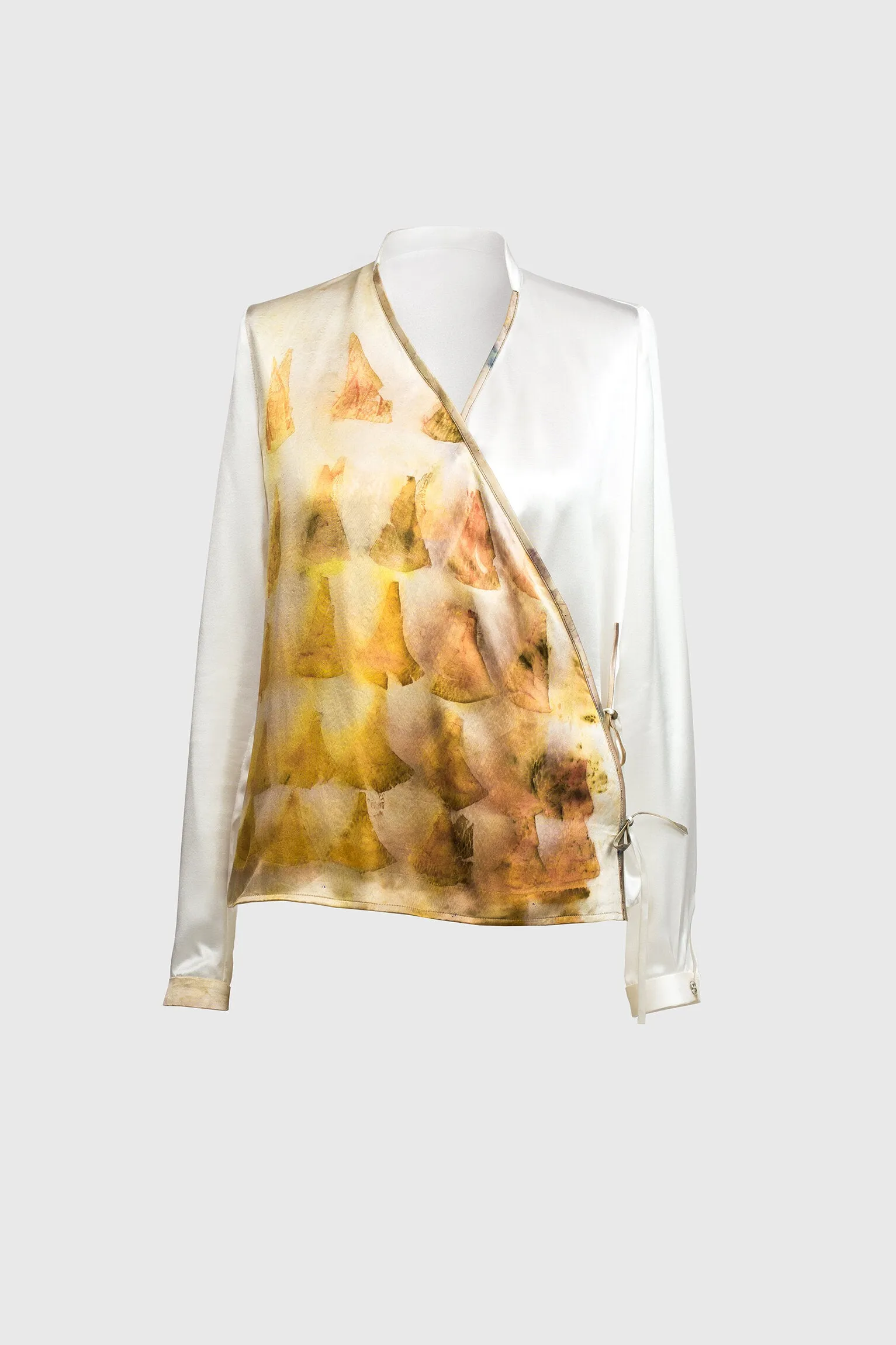 Wrap Shirt - Orange Gold Natural Print