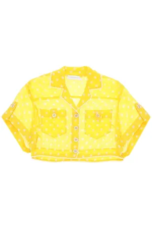 Zimmermann 'high tide' linen and silk cropped shirt