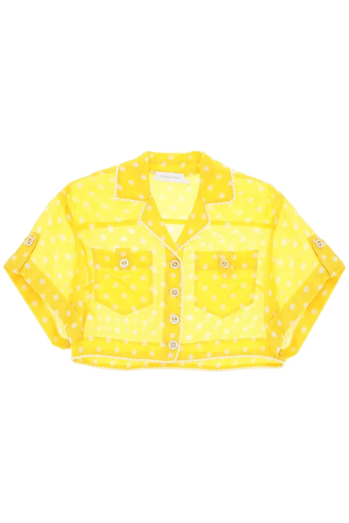 Zimmermann 'high tide' linen and silk cropped shirt
